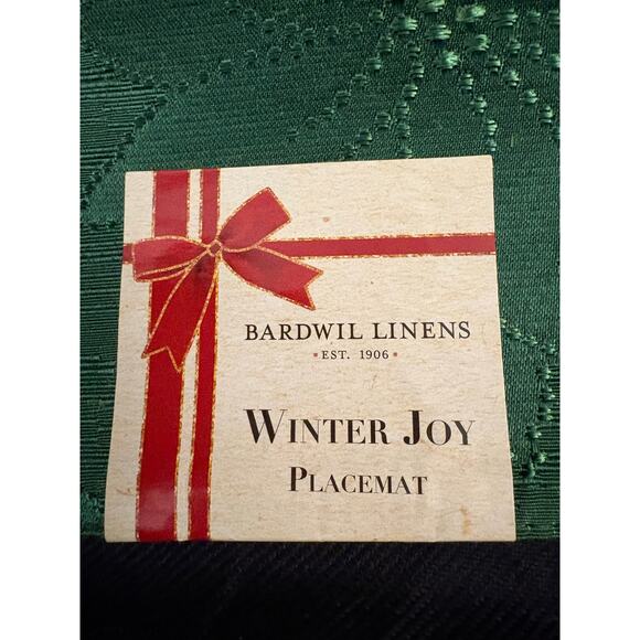 Bardwil Linens Placemats & Napkin Winter Joy Green Damask Poinsettias Christmas - Picture 3 of 9